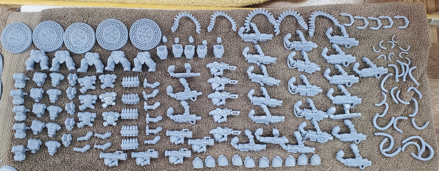 Printed in our shop. Weapons are a combination from the original Heavy Aegis set and the Templar Purgator set.