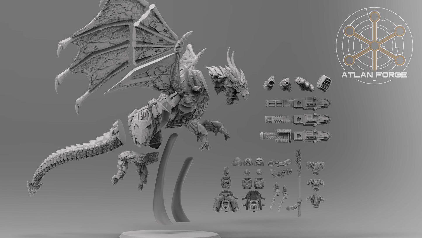 Cybernetic Battle Dragon (With or Without Rider) by Atlan Forge