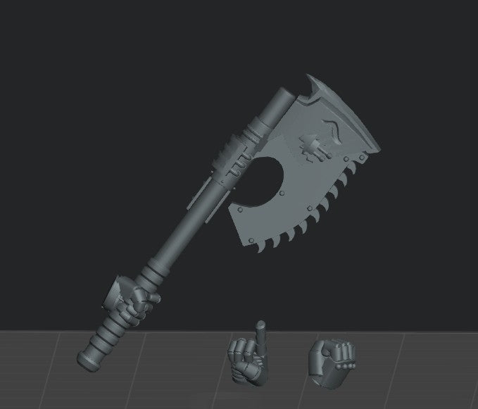 New chain axe and hands
