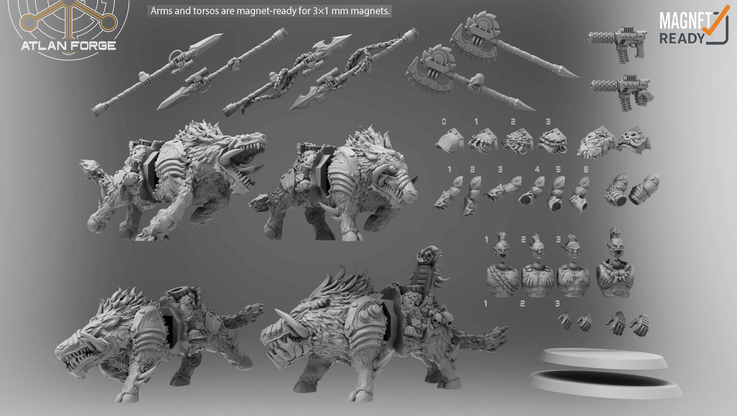 Grokk Warboar Riders (4-Unit Set with Options) by Atlan Forge