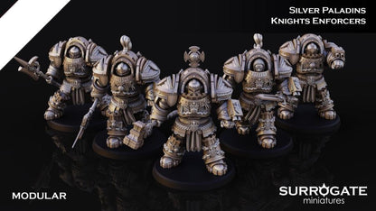 Silver Paladins Knights Enforcers (5-Unit Set) by Surrogate Miniatures