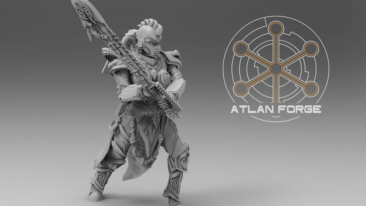 Miniature Ngaru Toa Wahine 32mm Atlan Forge - Jeu De Rôle, DnD, Peinture Non Incluse, Neuf